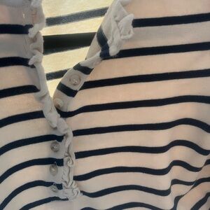 Sezane Striped Ruffle Button